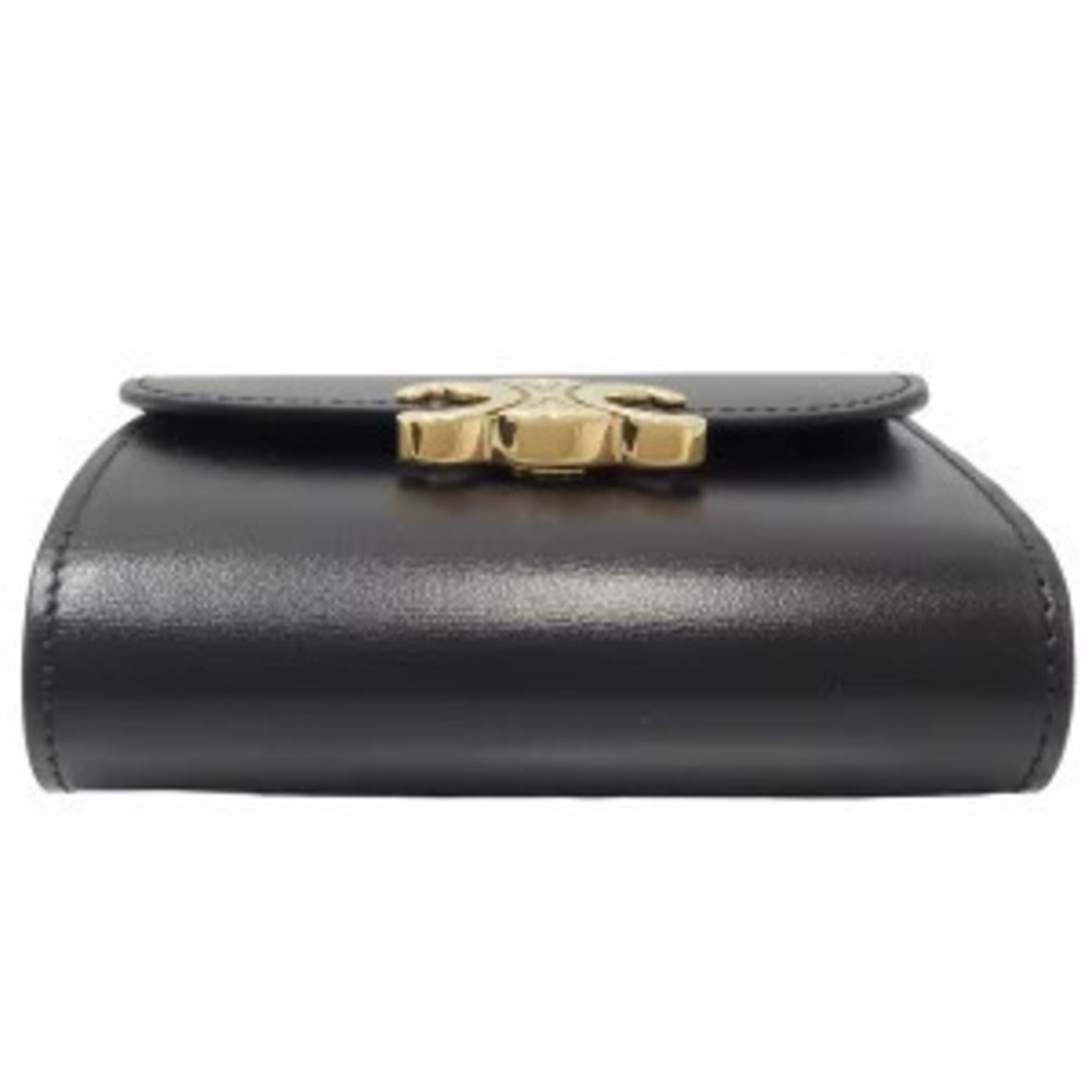 CELINE Wallet Tri fold Triomphe Leather Black - Picture 3 of 8